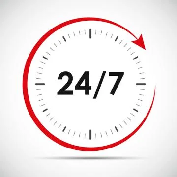 Open 24 hours 7 days a week icon Stock Illustration