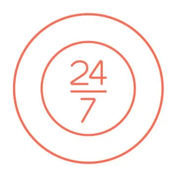 Open 24 hours and 7 days in wheek sign line icon Stock Illustration