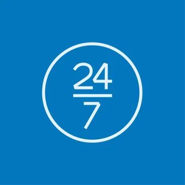 Open 24 hours and 7 days in wheek sign line icon Stock Illustration