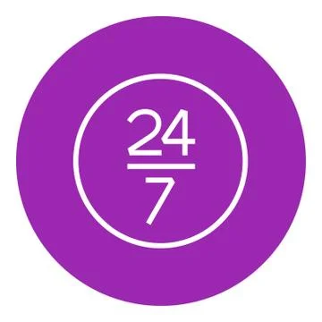 Open 24 hours and 7 days in wheek sign line icon Stock Illustration