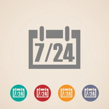 Open 24 hours a day and 7 days  week icons Stock Illustration