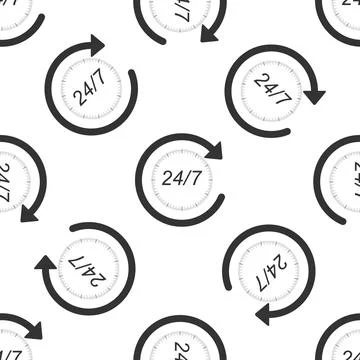 Open 24 hours a day and 7 days a week icon seamless pattern on white background イラスト素材