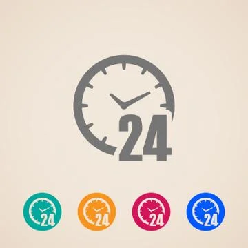 Open 24 hours a day icons Stock Illustration