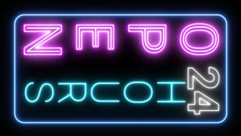 Open 24 hours neon animation shop advertising night led neon billboard. Stock Footage 243828273