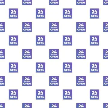 Open 24 hours service availability repeating pattern background Stock Illustration