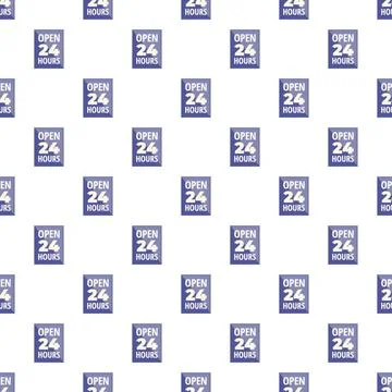 Open 24 hours service continuous seamless pattern background Stock Illustration