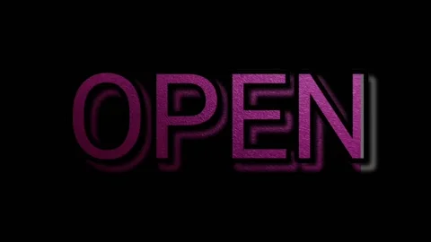 Open 24 hours sign 3d flickering gradient color animated motion letter Video stock 221535079