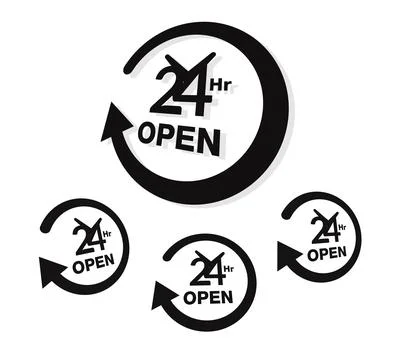 Open 24 X 7 round the clock - Stock Icon Stock Illustration