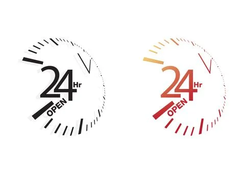 Open 24 X 7 round the clock - Stock Icon Stock Illustration