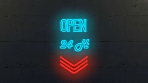 Open 24h text banner. Open 24h intro outro animation Stock-Footage 83128552