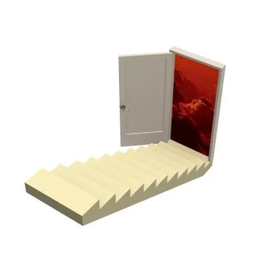 Open 3d door conducting in a hell Stock Illustration