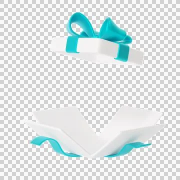 Open 3d White Gift boxes with turquoise ribbon and bow Stock Illustration