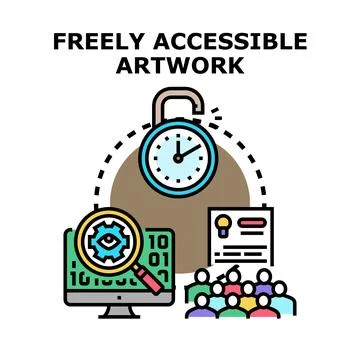 Open access artwork and digital content concepts Stock Illustration