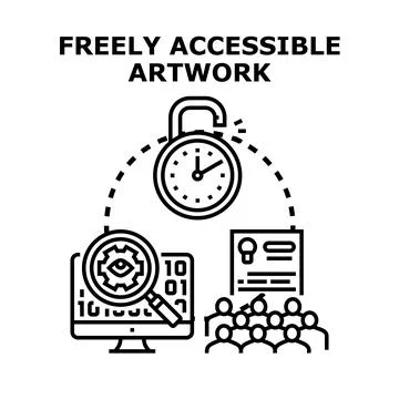 Open access artwork and digital content concepts Stock Illustration
