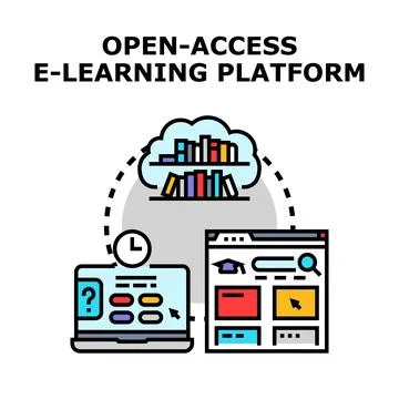 Open access e learning platform concept illustration 스톡 일러스트
