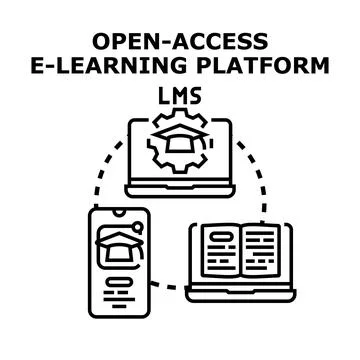 Open access e learning platform with learning management system 스톡 일러스트