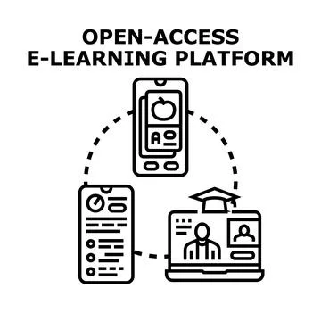 Open access e learning platform global education resource Stock Illustration