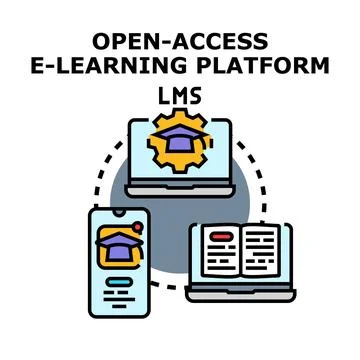 Open access e learning platform with learning management system Stock Illustration
