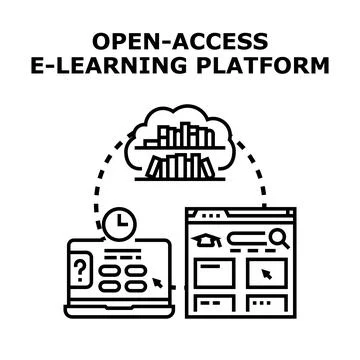 Open access e learning platform concept illustration 库存插图