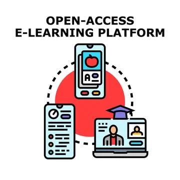 Open access e learning platform global education resource Stock Illustration