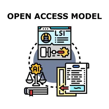 Open access model providing digital knowledge exchange Stock Illustration