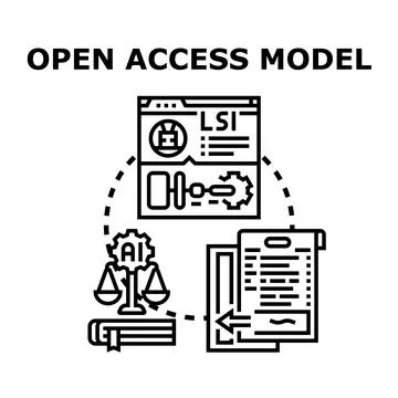 Open access model providing digital knowledge exchange Stock Illustration