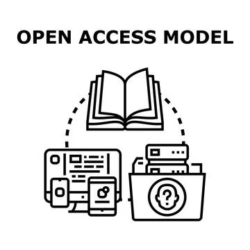Open access model providing information through digital platforms Stock Illustration