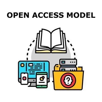 Open access model providing information through digital platforms Stock Illustration