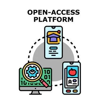 Open access platform concept for digital education Stock Illustration