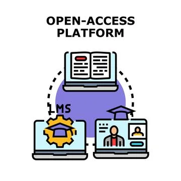 Open access platform for online learning management system Illustrazione stock