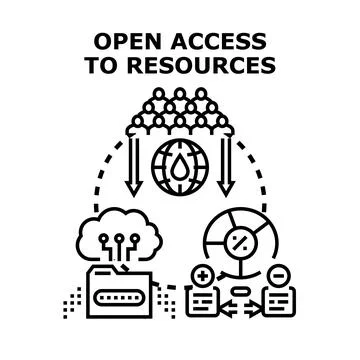 Open access to resources for global community sharing knowledge 스톡 일러스트