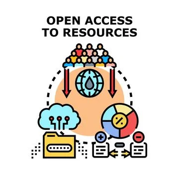 Open access to resources for global community sharing knowledge 스톡 일러스트