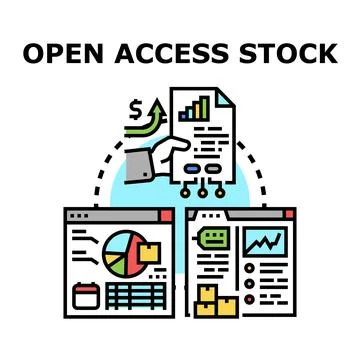 Open access stock data sharing business concept Stock Illustration