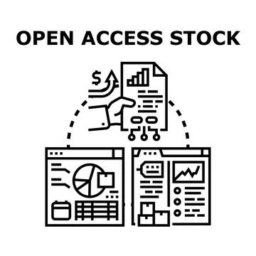 Open access stock data sharing business concept Stock Illustration