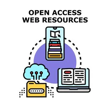 Open access web resources sharing digital information Stock Illustration