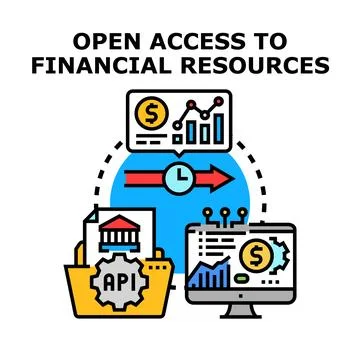 Open accessing financial resources through digital technology Stock Illustration