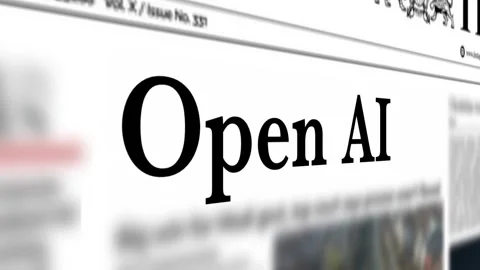 Open AI Chat Bot headline printing on newspapers concept. Stock Footage 243366750