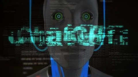 Open ai chat gpt bot and artificial intelligence technology. Artificial 库存插图