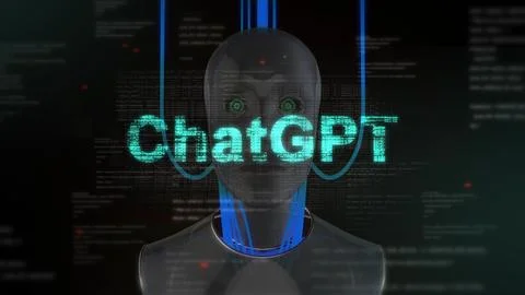 Open ai chat gpt bot and artificial intelligence technology. Artificial 库存插图