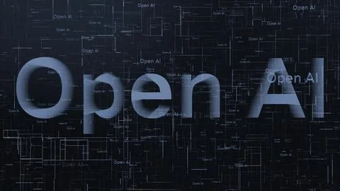 Open AI text technology data line Stockillustratie