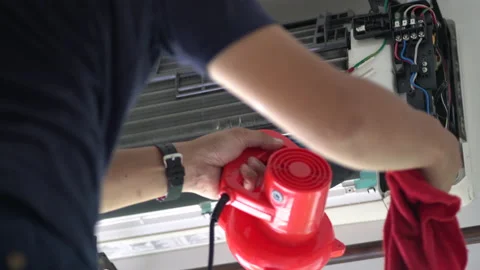 Open air condition inside for cleaning dust before Summer Stock Footage 166910791