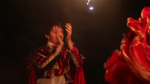 Open air Fire Show at night Stock Footage 47634359