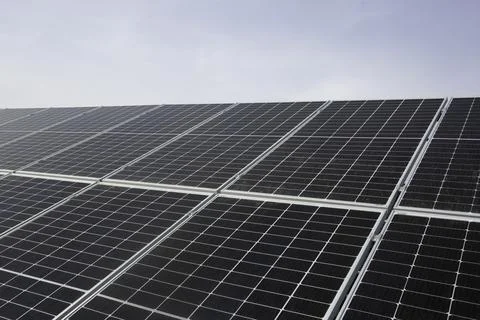 In the open air install environmentally friendly solar panels in the open air Stock Photos
