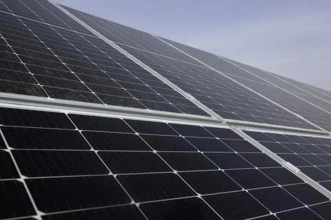 In the open air install environmentally friendly solar panels in the open air Stock Photos