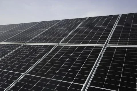 In the open air install environmentally friendly solar panels in the open air Stock Photos