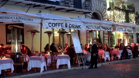 Open air restaurant on the Piazza Navona. Rome Stock Footage