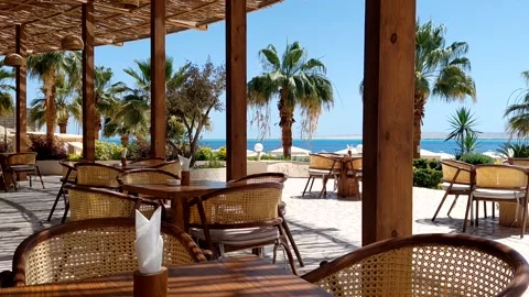 An open-air terrace of a cafe Stock Footage 336208206