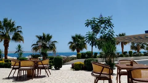 An open-air terrace of a cafe Stock Footage 336208213