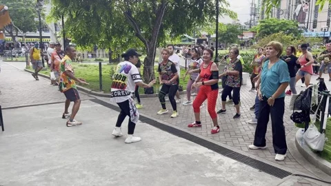 Open air Zumba class where anyone can join in, Philippines Stock Footage 279381999