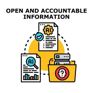 Open and accountable artificial intelligence information concept Stock Illustration